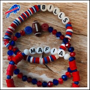 NFL BILLS -Slogan bracelet set..( New Handmade )